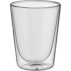 Copo Água Parede Dupla Clear Bebidas 280ml Vidro Resistente