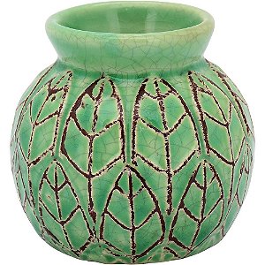 Vaso Para Plantas Decorativo Cerâmica Verde Crispin Jardim