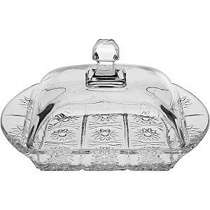 Mantegueira de Vidro Porta Manteiga Luxo Mesa Posta 9x17cm