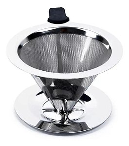 Filtro De Café Reutilizável Ecológico Inox Prata 9x15x12cm