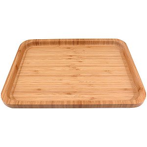 Bandeja Para Servir Café Da Manhã Bambu Natural Retangular