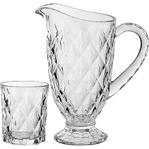 Conjunto de Jarra com Copos de Cristal Full Diamond 1L 7Pçs