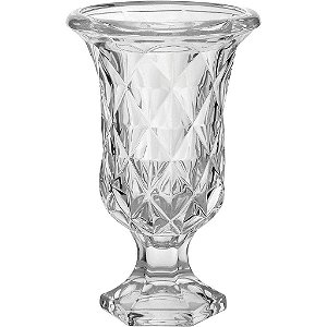Vaso Para Plantas Com Pé de Cristal Eco Full Diamond 24x15cm