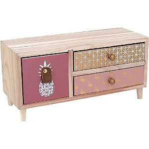 Caixa Organizadora Penélope Com Gavetas Madeira Rosa Home&Co