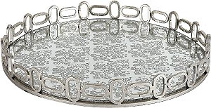Bandeja Plateau em Metal Dourado Espelhado Para Casa Luxo