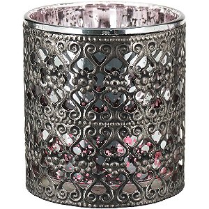 Castiçal de Metal Rosa Barton Decorativo Para Velas Luxuoso