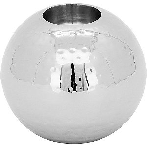Castiçal Inox Decorativo Areta Casa Prata Home&co 10x10x10cm