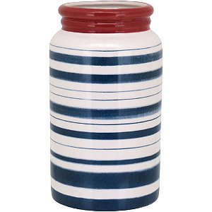 Vaso De Cerâmica Azul Decorativo Para Casa Jardim Sala Mesa