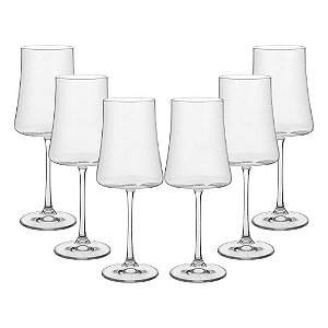 Jogo de 6 Taças para Vinho Bohemia Cristal 360ml Design Luxo