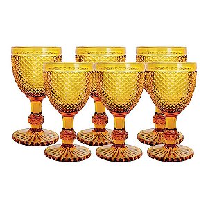 Jogo de 6 Taças Imperial Água de Vidro Âmbar P/ Suco Bebidas