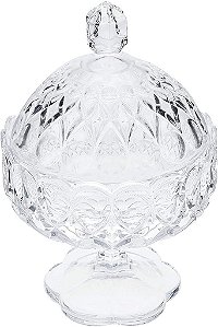 Vaso Angelica Cristal Eco Transparente Decorativo Com Tampa