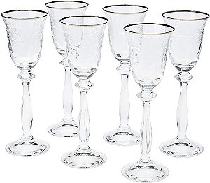 Taças De Cristal Licor Decorado Bohemia Angela 6 Peças 60ml
