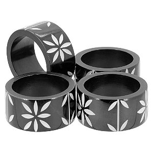 Anel Guardanapo Osso 4 peças Preto Home & Co Único Chinue