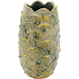 Vaso Chryso de Cerâmica Verde Home&Co Decorativo Casa 26cm