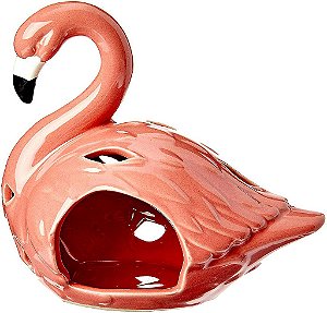 Flamingo Decorativo de Cerâmica Rosa Flamant Adorno 13x14cm