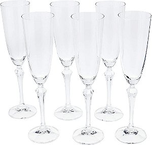 Jogo com 6 Taças Champanhe Bohemia Elisabeth Incolor 200 ml