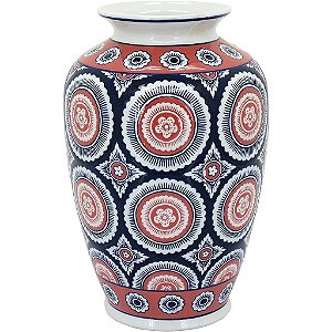 Vaso Olie Decorativo em Cerâmica Azul e Vermelho Home & Co