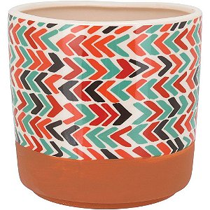 Cachepô Vaso Guido Multicolorido em Cerâmica Decor 14x14cm
