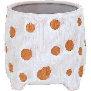 Vaso Cachepô Magical Decorativo Cerâmica Bege e Dourado