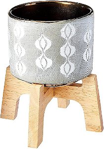 Vaso Cachepô Adin Decorativo em Cerâmica C/ Suporte 19x17cm