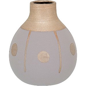 Vaso Tongass em Cerâmica Cinza e Dourado Home&Co 18x15cm