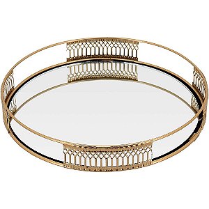 Bandeja de Metal Dourado Para Servir Café da Manhã 23x23cm