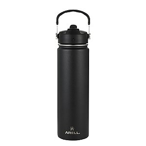 Garrafa Térmica Arell BlackSand Straw Para Academia 650ml