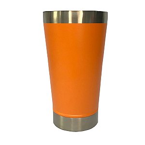 Copo Térmico Inox Laranja Parede Dupla 473ml Cerveja Gelada