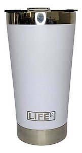 Copo Térmico Branco Parede Dupla Inox Com Tampa 473 ml