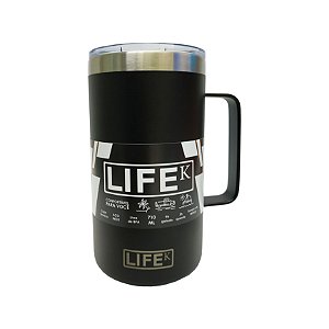 Caneca Térmica Preta 710ml Inox P/ Vinho Cerveja Café Sucos