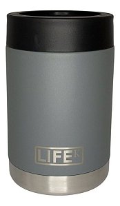 Porta Lata Térmico Cinza Em Aço Inox Parede Dupla 355ml