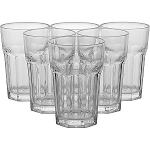 Jogo de 6 Copos Long Drink de Vidro 410ml Para Refri Sucos