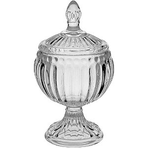 Pote De Vidro Ballon Com Tampa Design Elegante 15x8x8cm