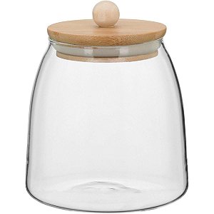 Pote Table Tampa Bambu Borossilicato Alimento 650Ml 13X11XCm