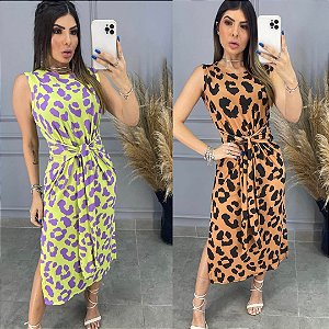 vestido midi regata animal print