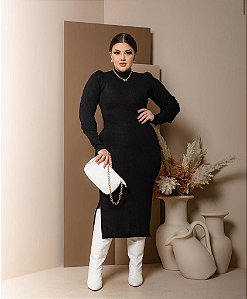vestido midi manga longa lanzinha