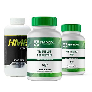 HMB + Tribullus Terrestris 500mg +Pré Treino Thor - Auxilio no  Ganho de Massa Magra e Força Muscular