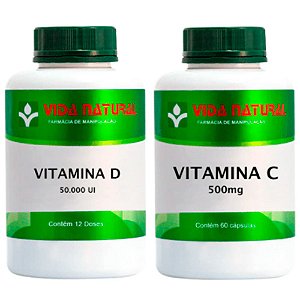 Vitamina D 50.000UI e Vitamina C - Kit Para Imunidade