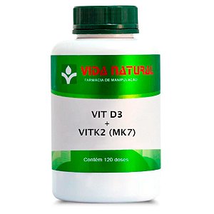 Vitamina D3 5000.UI + Vitamina K2 (MK7) 120mcg - 120 Cápsulas - Vida Natural