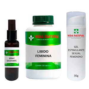 Spray Excitante + Gel Estimulante + Maca Peruana - Kit Prazer Feminino