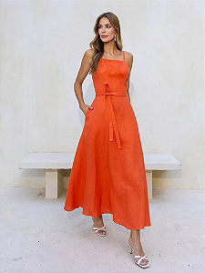 VESTIDO LINHO MIDI AMALIA