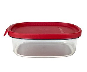 Tupperware Ultra Clear Oval 500ml Transparente e Vermelho