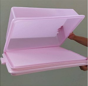 Porta Bolo Big Cake Retangular Rosa