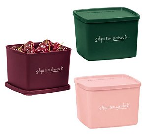 Kit Tupperware Jeitoso 800ml : Coleção Aqui Tem Sorriso, Abraço e Carinho -3 Peças