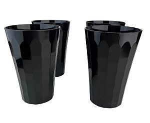 Conjunto de 4 copos Prisma -policarbonato -Preto / 475ml
