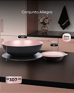 Conjunto Allegra 2 peças (tigela 3l + Pragela 400ml)