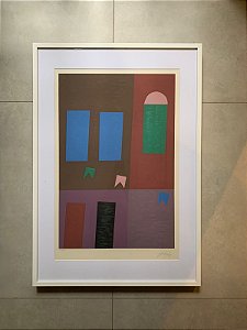 Alfredo Volpi - serigrafia 96x66cm - "Fachada e Bandeirinhas"