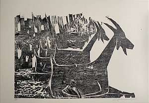 Calasans Neto - xilogravura 35x45cm - "Cabras"
