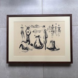 Carybé - litogravura 50x70cm - "Mulheres e crianças" ou "Indigenas"
