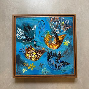 Jorge Galeano - acrílica sobre tela - 40x40cm - "Acrobatas com pássaros"